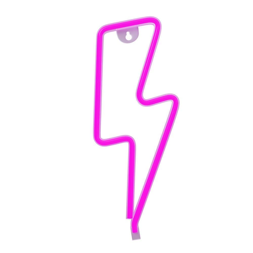Неоновый светильник настенный-ночник Молния на батарейках/USB 34х13 см Розовый (2732685918)