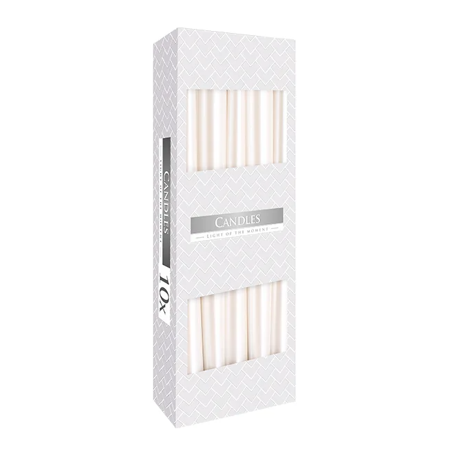 Комплект свечек конусных Flora Bispol 10 шт. 24,5 см Белый (27315)