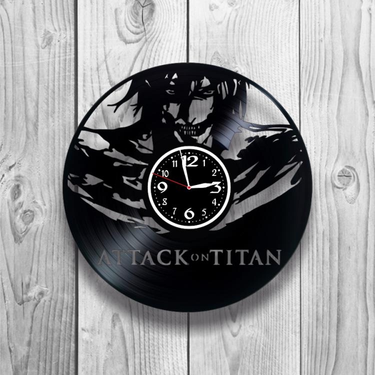 Часы настенные Атака титанов 0367 из виниловой пластинки