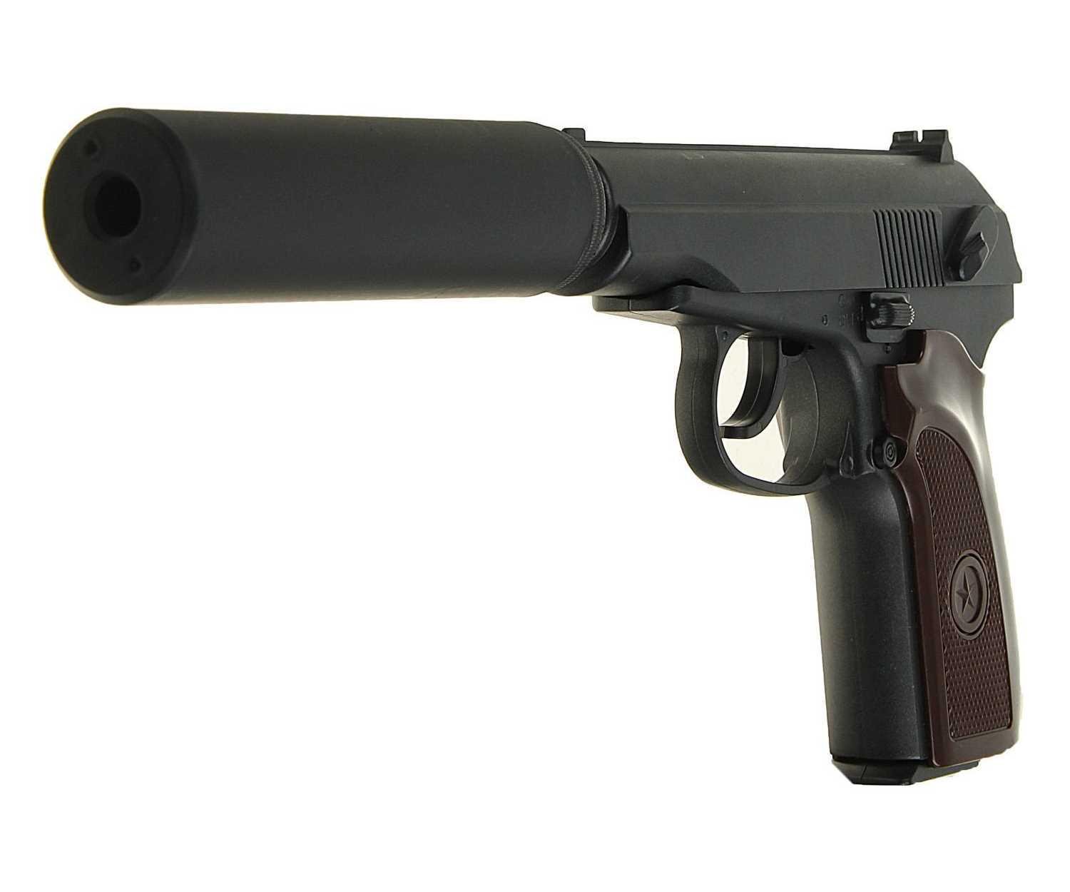 Дитячий пістолет страйкбольний Cyma Galaxy Макарова з імітацією глушника металевий Чорний (G29A)