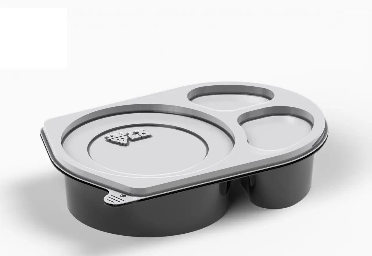 Соусник на 3 секції округлий 100 шт. Чорний (2549822082)