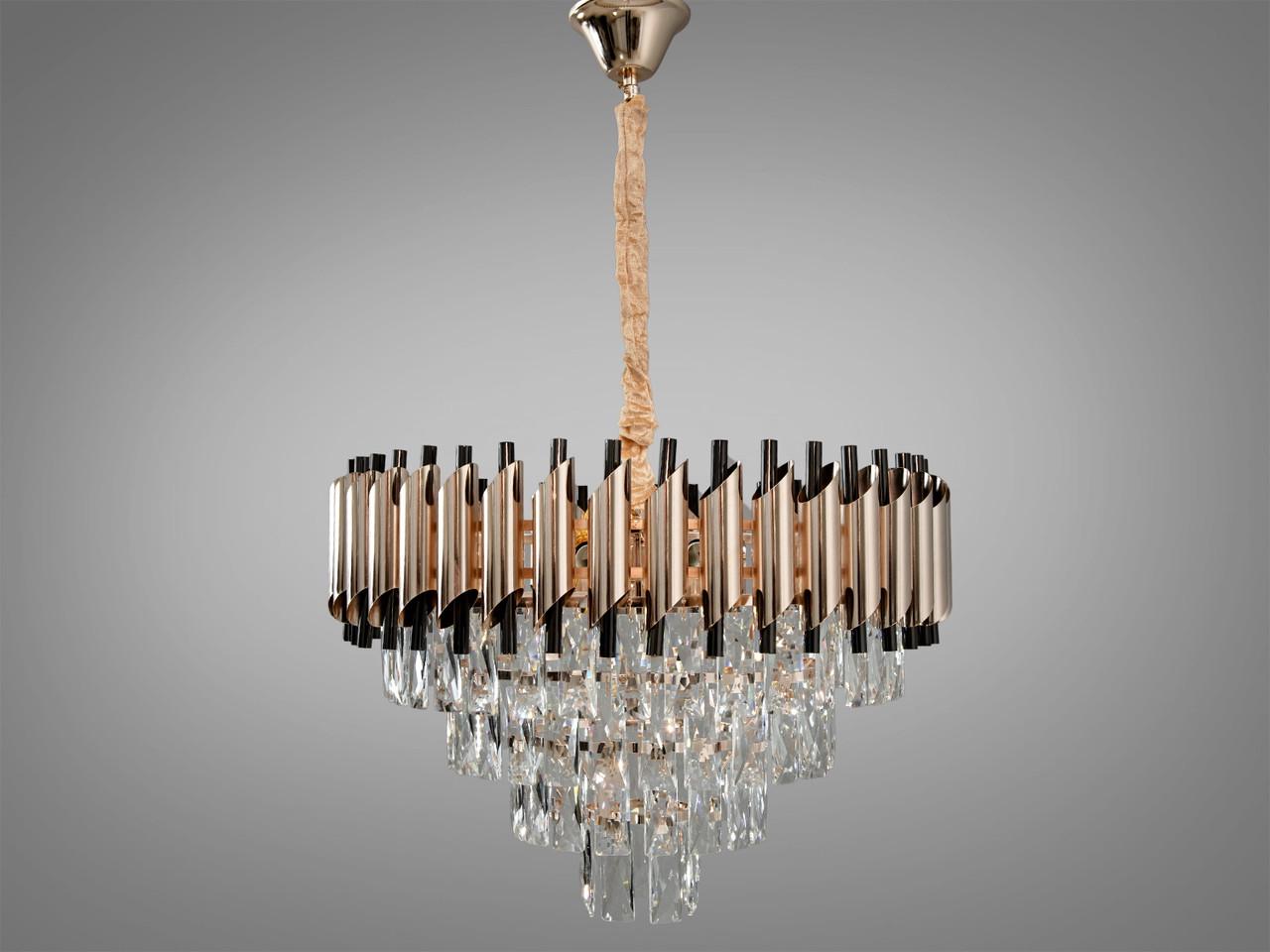 Люстра кришталева в спальню 9001-550SGD+PB-LS на 9 ламп Золотий/Свинець (2216126293)