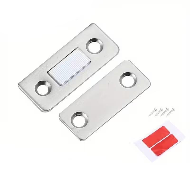 Замок-фиксатор магнитный для дверей шкафа/ящика винтовое и клеевое крепление Серебристый (3000003854)