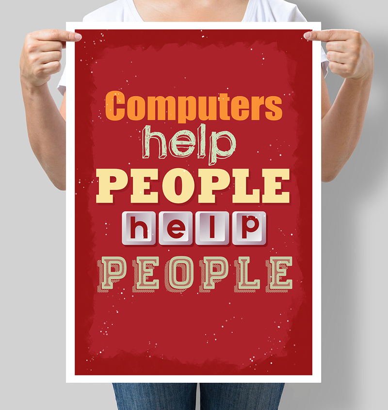 Постер мотивирующий "Computers help people help people" слоган IBM 42х60 см (М153) - фото 1