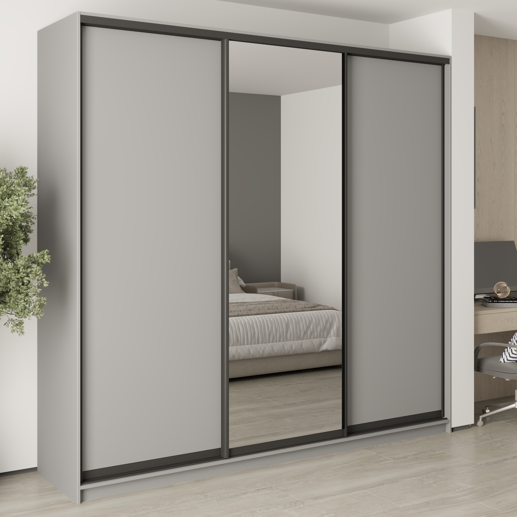 Шафа-купе тридверна Mebel Star Комбо BG MBS-9745 250х60х240 см Сіра мишка (1009734) Шафа-купе тридверна Mebel Star Комбо BG MBS-9745 250х60х240 см Сіра мишка (1009734)
