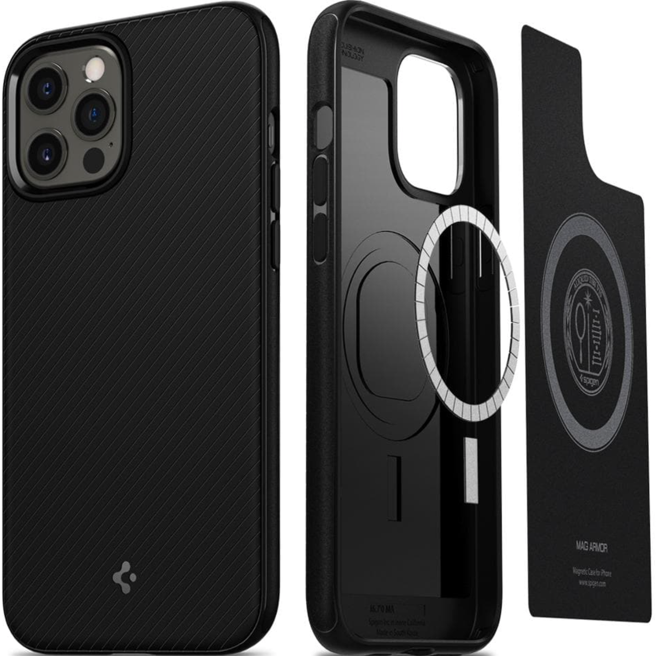 Чехол накладка Spigen Mag Armor MagSafe Case for iPhone 12/12 Pro, Black (ACS01865)