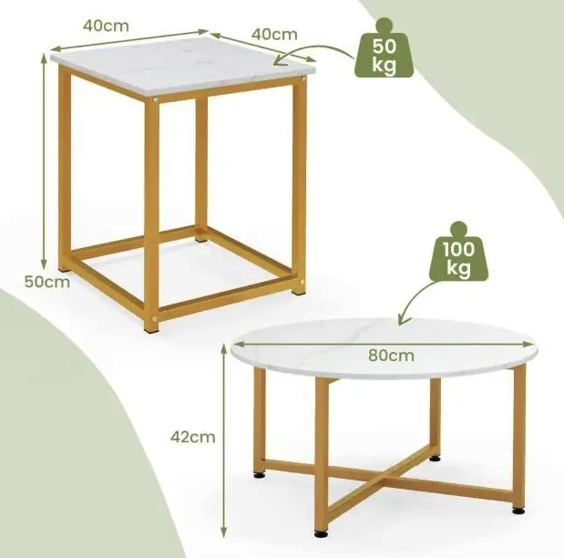 Комплект журнальних столиків Costway Lumen 3 шт. (4746) - фото 3 Комплект журнальних столиків Costway Lumen 3 шт. (4746) - фото 3