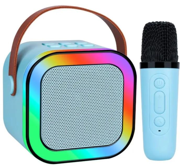 Колонка портативна Bluetooth K12 з мікрофоном та LED підсвіткою Блакитний (4959045)