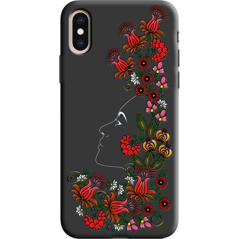 Чехол Boxface iPhone XS Max 3D Ukrainian Muse Черный силикон (35321-bk64-41771)