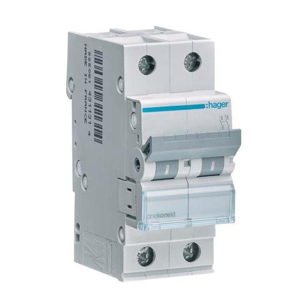 Автоматический выключатель Hager 2 полюса 6 kA тип C 32A MCN232 (74272)