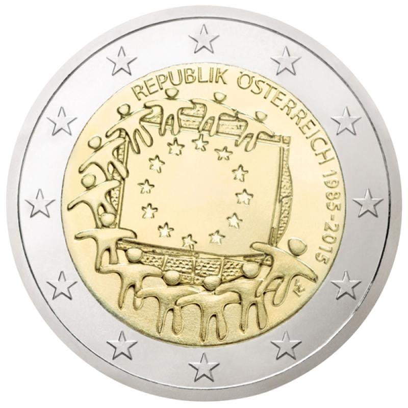 Коллекционная монета Австрия 2 евро 2015 Европейский флаг UNC (KM#3247)