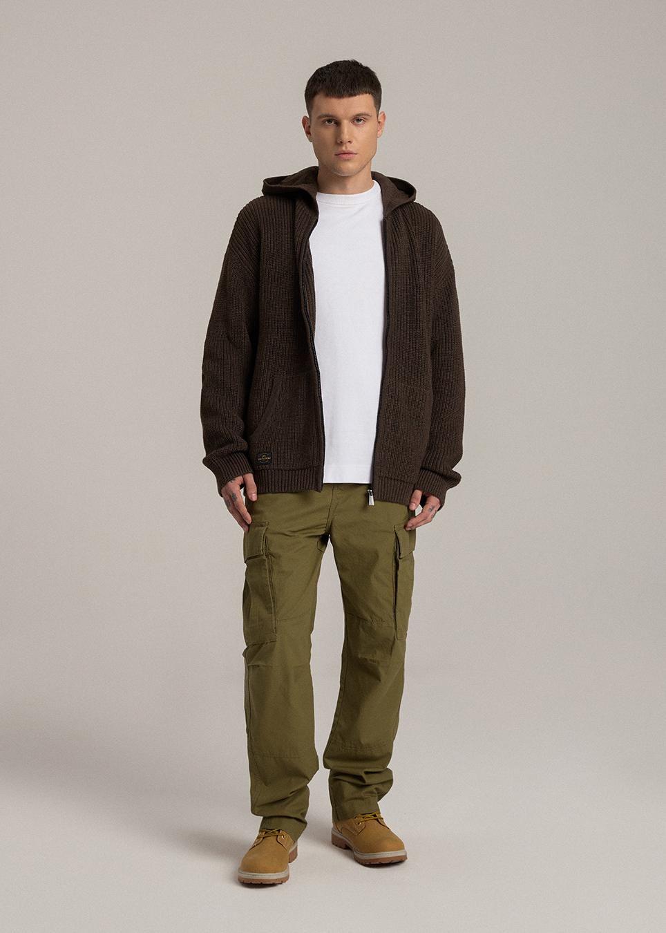 Свитер мужской Diverse CLTN AWLO с капюшоном M Коричневый меланж (5905384076083) - фото 5