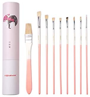 Художественные кисти MIYA ANIMALS Набор 9 шт. из натуральной щетины Розовая коробка