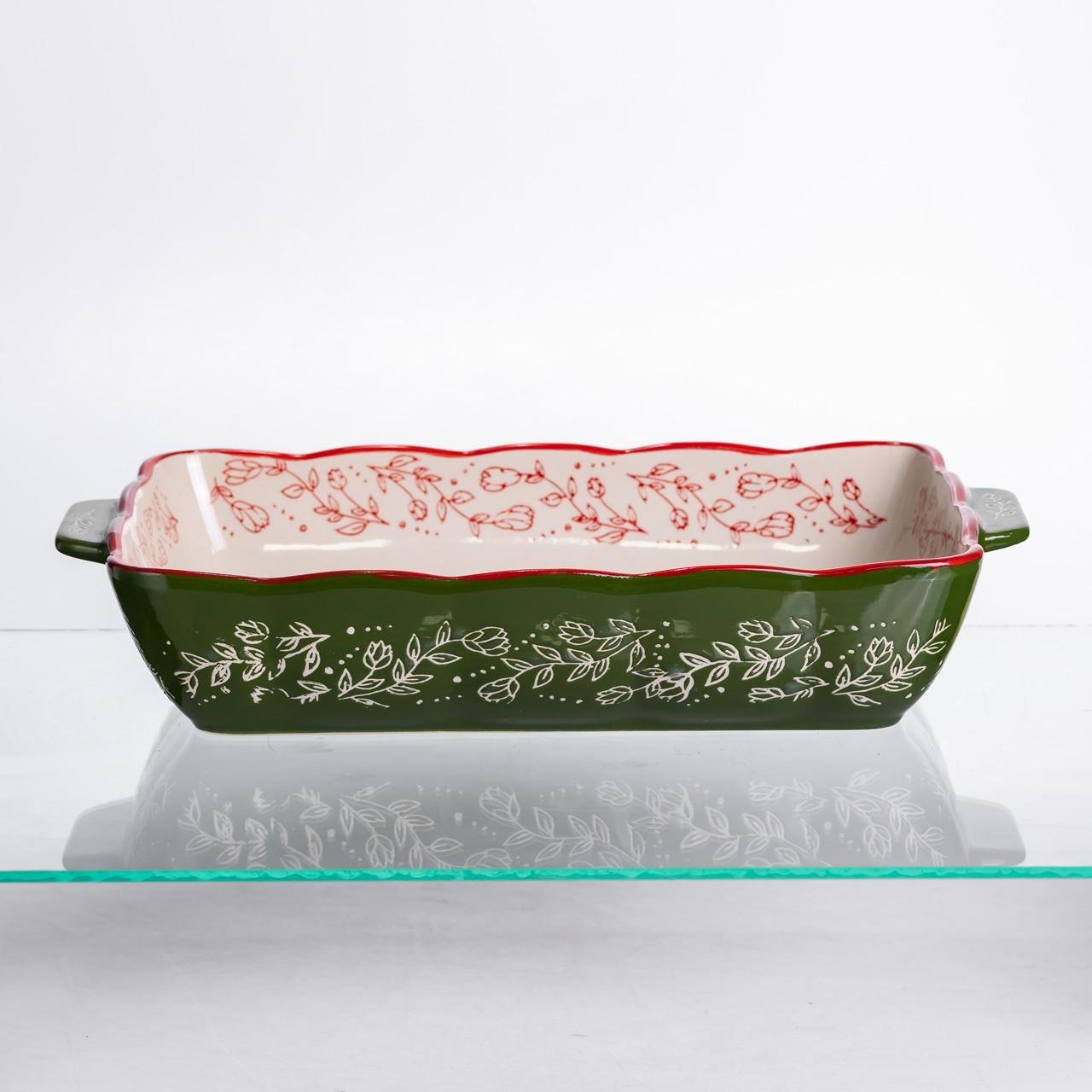 Форма для запікання Vintage прямокутна з ручками 33х21х5.5 см Зелений (HM05-11) - фото 3 Форма для запікання Vintage прямокутна з ручками 33х21х5.5 см Зелений (HM05-11) - фото 3