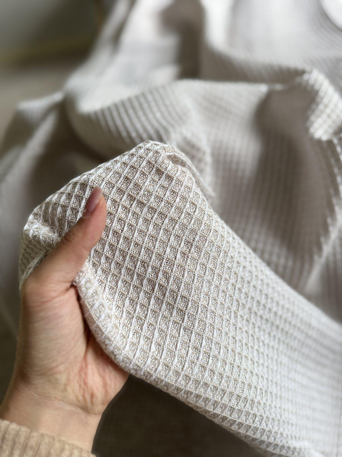 Простынь вафельная ZEINTEX хлопчатобумажная 200х220 см Бежевый (26416466) - фото 3