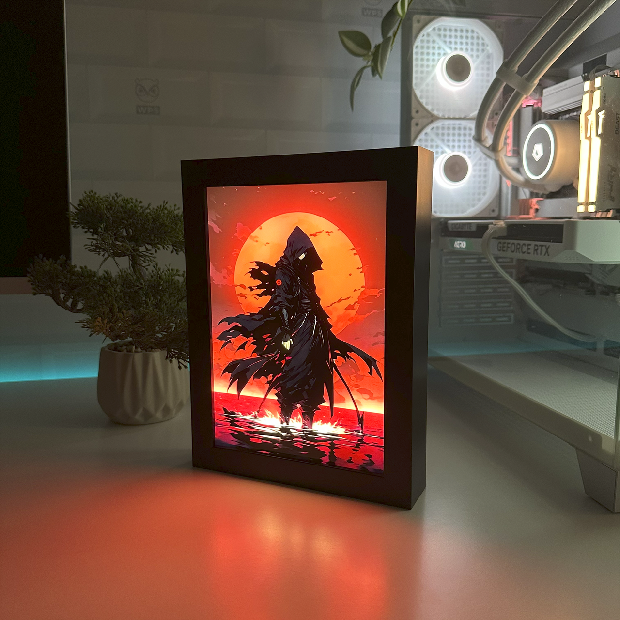 Світильник світлодіодний акриловий з 3D-ефектом Самурай-воїн Samurai Warrior Чорний