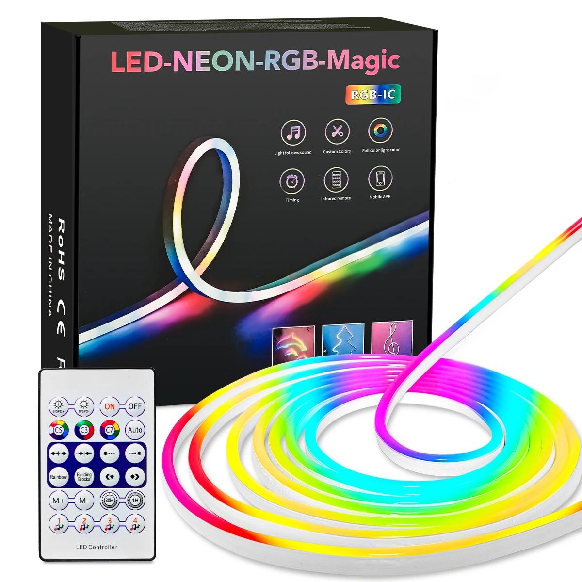 Стрічка світлодіодна неонова гнучка розумна RGB від USB з Bluetooth/пультом 2 м (2757873798)