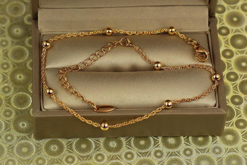 Браслет Xuping Jewelry на ногу корда с шариками 22 удлинитель 5 см Золотистый (2311998936)