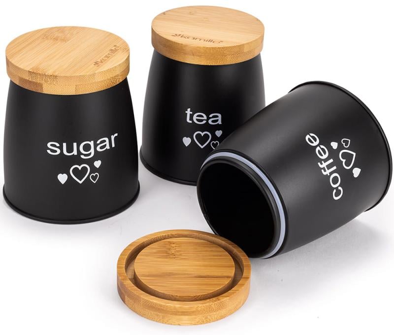 Набір кухонних банок Kamille Bamboo Fiber 3 шт. 11х13см