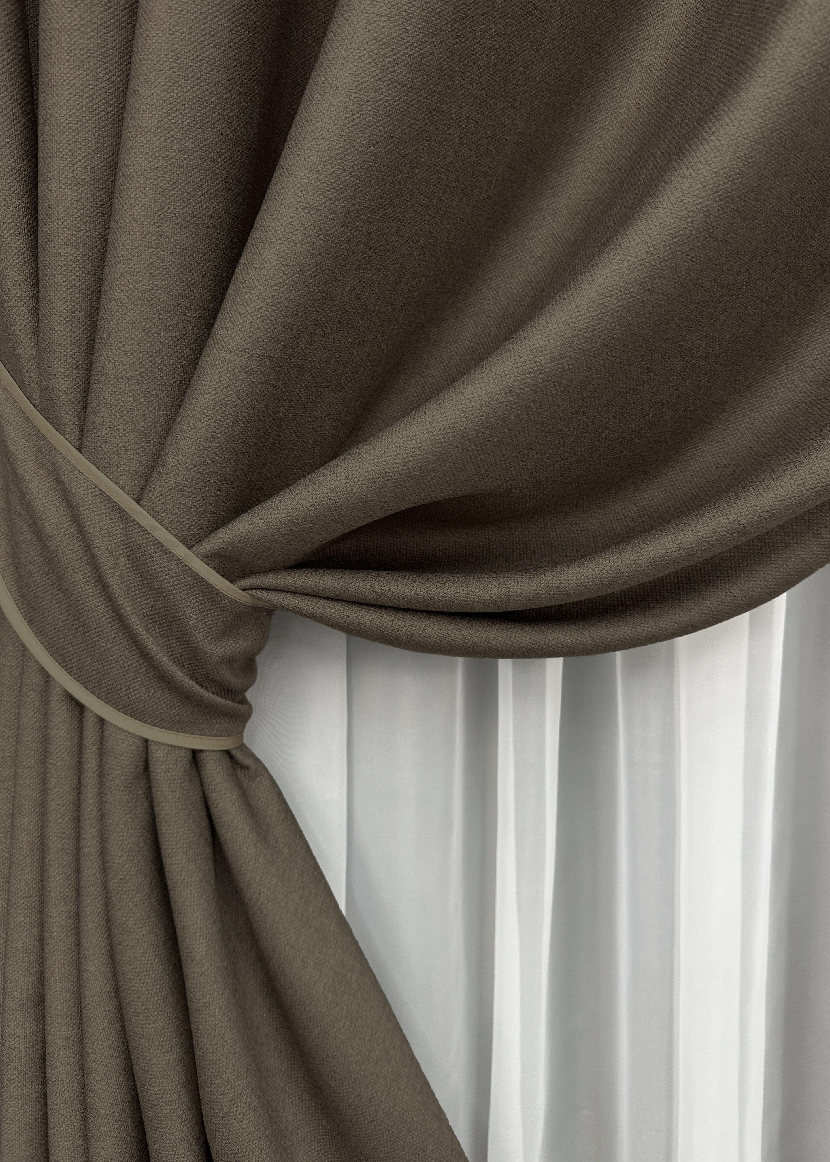 Комплект штор на люверсах VR-Textil Шенилл однотонный № 1591ш 150х250 см 2 шт. Кофейный (37-0249) - фото 5 Комплект штор на люверсах VR-Textil Шенилл однотонный № 1591ш 150х250 см 2 шт. Кофейный (37-0249) - фото 5