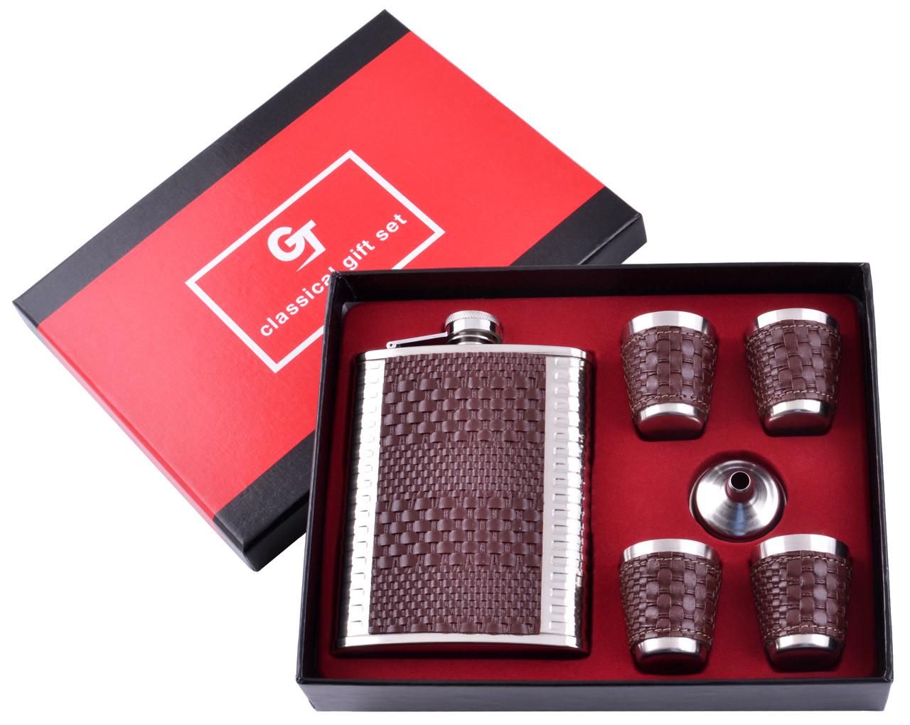 Набор фляга и 4 стопки Brownstone 240 мл нержавеющая сталь Коричневый