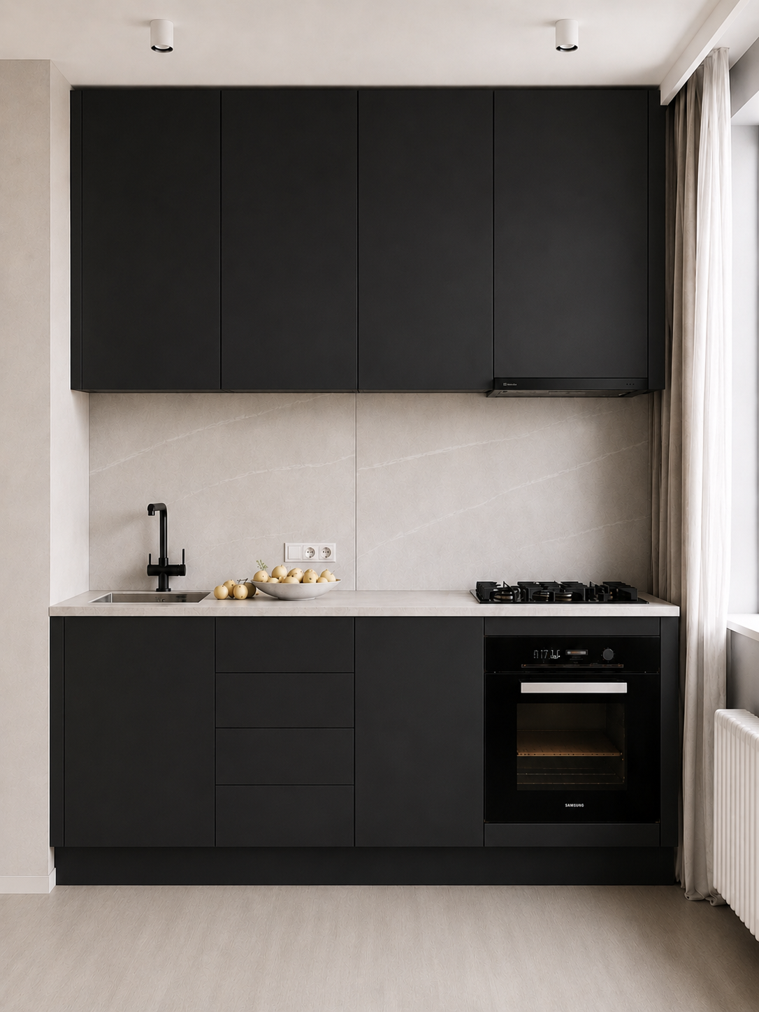 Кухня готова со столешницей Lozovoy Design Lab Basic 1.0 2 м Black (LDL_KB_002)