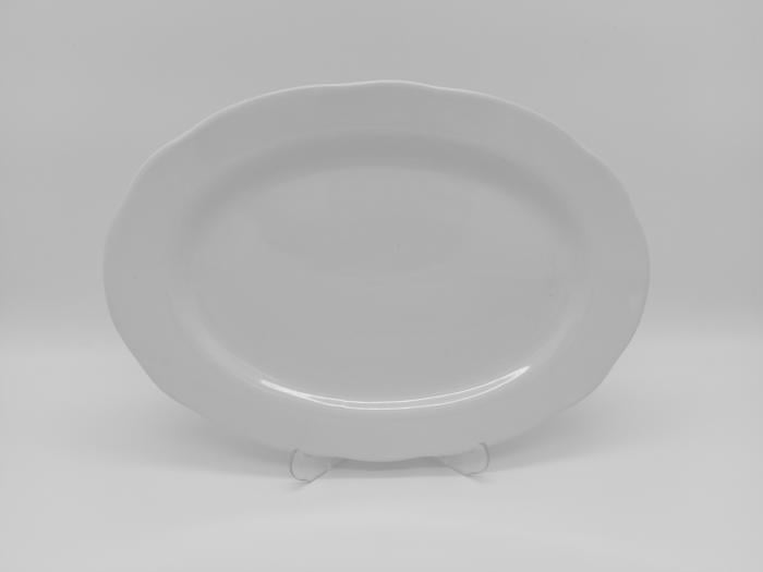 Блюдо овальное Гладь с волнистым краем керамическое 34x24,5 см Белый (438593493)