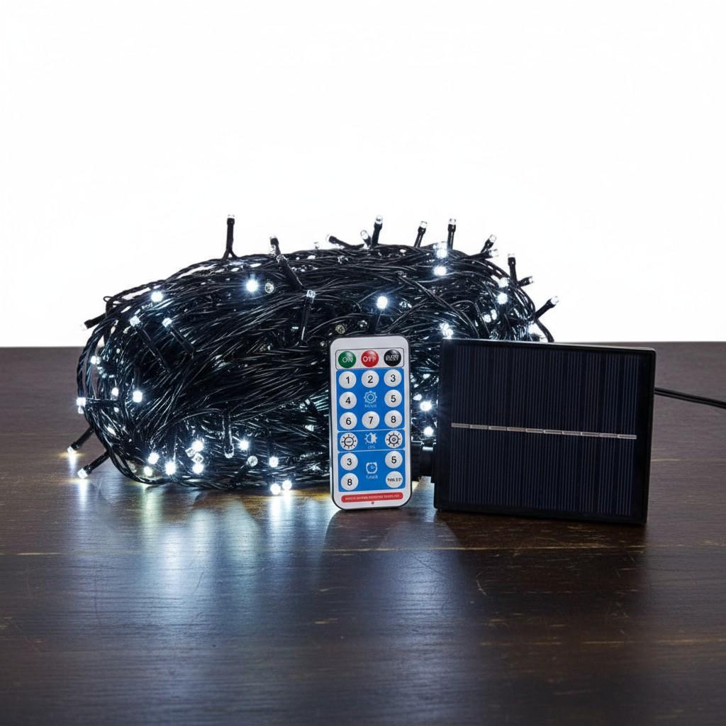 Гірлянда-нитка вулична із сонячною батареєю та пультом 50 м 500LED Чорний/Білий (SB500L50MBW) - фото 3 Гірлянда-нитка вулична із сонячною батареєю та пультом 50 м 500LED Чорний/Білий (SB500L50MBW) - фото 3