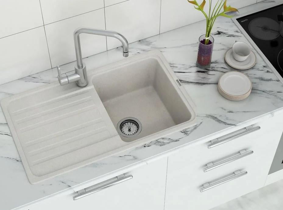 Мойка для кухни Diamant Sun гранитная со смесителем и сифоном Бежевый