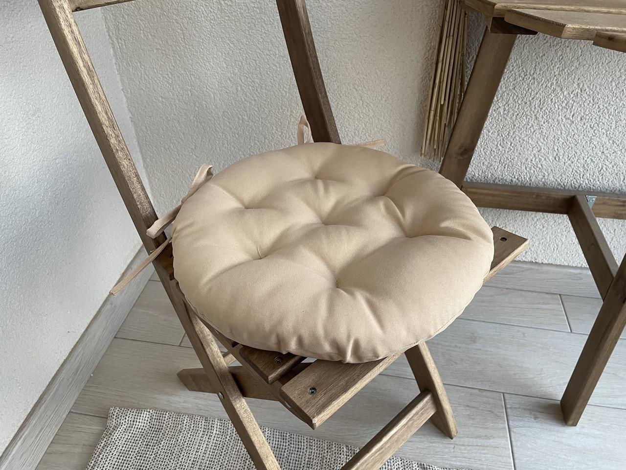 Подушка на стул с завязками круглая Color 40х40х5 см Бежевый - фото 1 Подушка на стул с завязками круглая Color 40х40х5 см Бежевый - фото 1