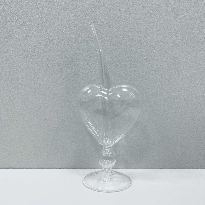 Келих скляний для коктейлів A-Plus 3251 Серце зі скляною трубочкою 230 мл (2472502449) - фото 4