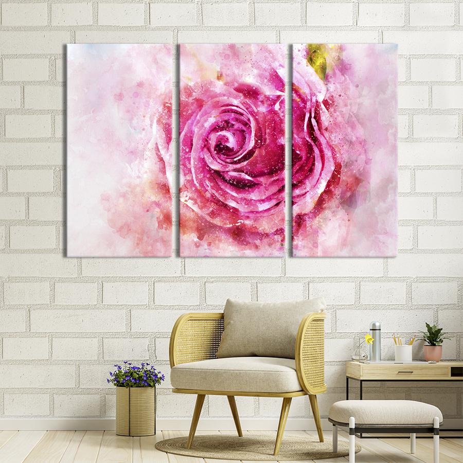 Картина на холсте триптих Абстрактный бутон розы 78x48 см (982-31)