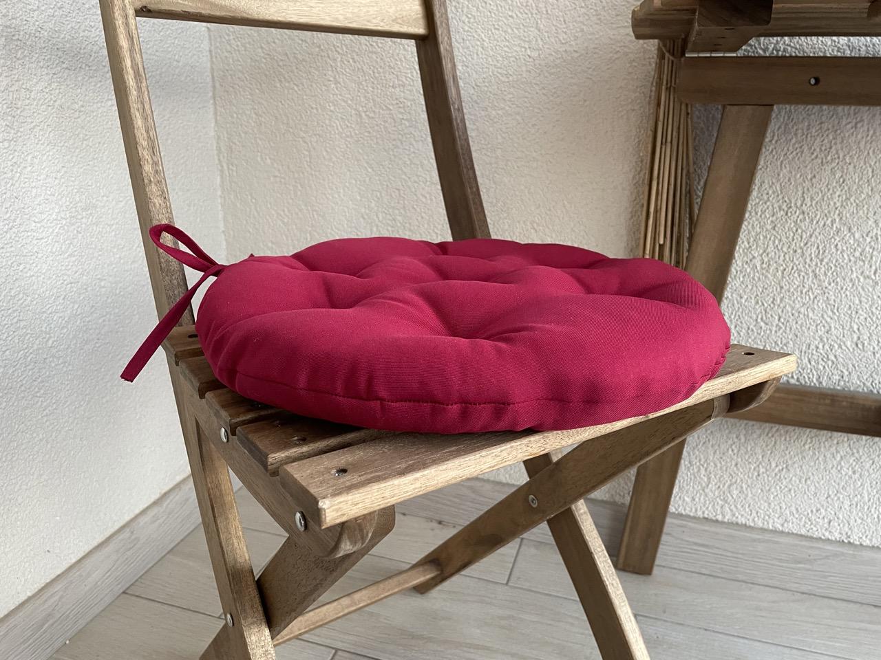 Подушка на стул с завязками круглая Color 40х40х5 см Бордовый - фото 6