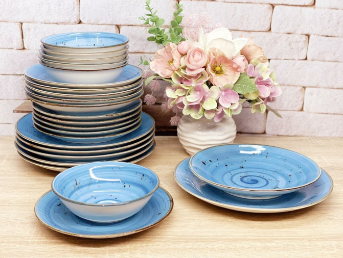 Столовый сервиз  OMS TULU фарфор 6 персон 24 шт. Spiral-Blue (DN24-Spiral-Blue) - фото 3