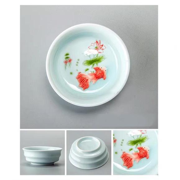 Пиала керамическая ребристая с рыбкой 60 мл Голубой - фото 3 Пиала керамическая ребристая с рыбкой 60 мл Голубой - фото 3