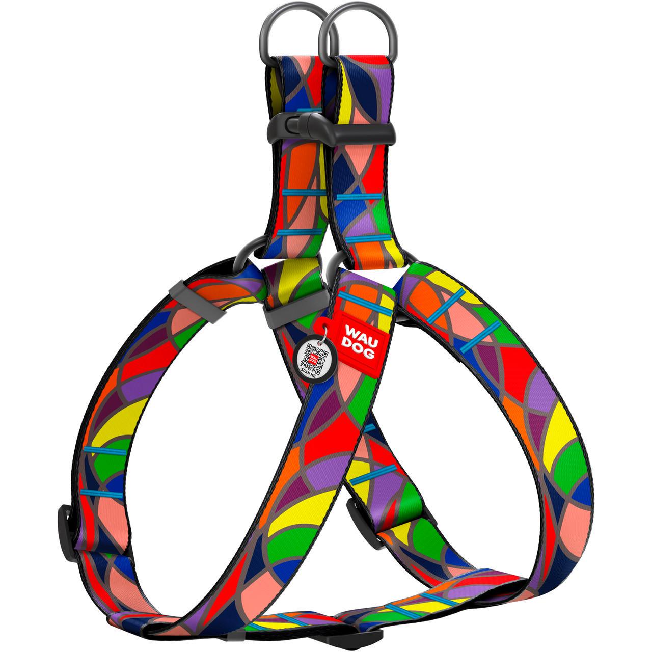 Шлей для собак Waudog Nylon с QR паспортом Витраж пластиковый фастекс XL (324-0051)