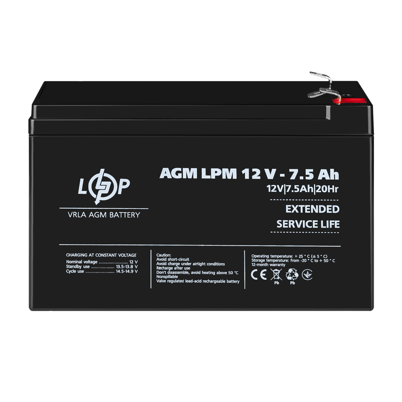 Аккумулятор свинцово-кислотный LogicPower AGM LPM 12-7,5 Ah - фото 2 Аккумулятор свинцово-кислотный LogicPower AGM LPM 12-7,5 Ah - фото 2