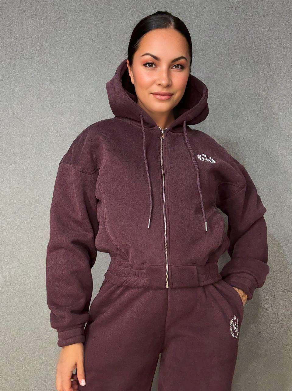 Костюм женский Joy One 80990 утепленный на флисе худи с брюками XL Бордовый (5952) - фото 4 Костюм женский Joy One 80990 утепленный на флисе худи с брюками XL Бордовый (5952) - фото 4