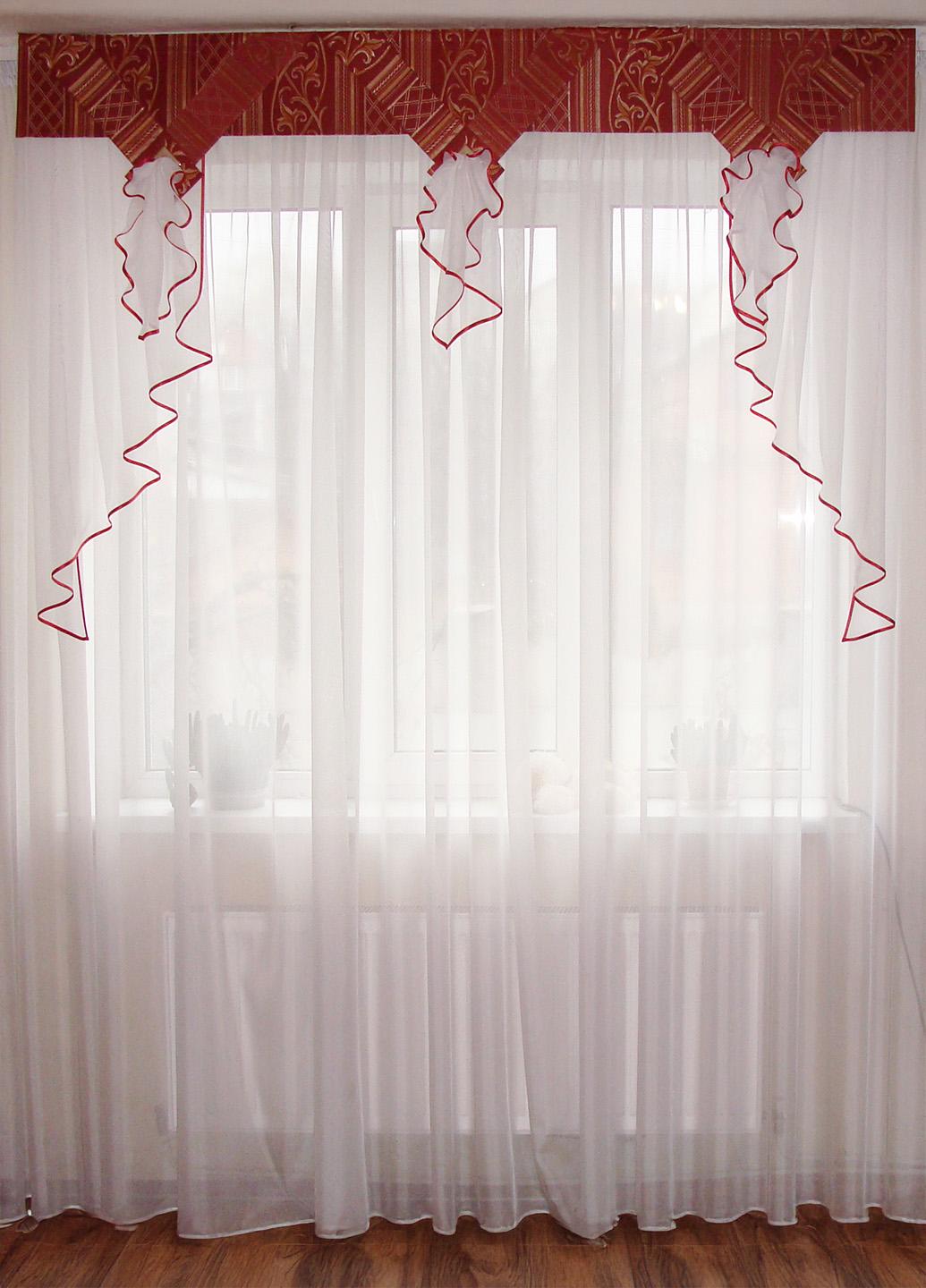 Ламбрекен Firanka Комби карниз 200 см Теракотовый/Золотистый (141_4ж)