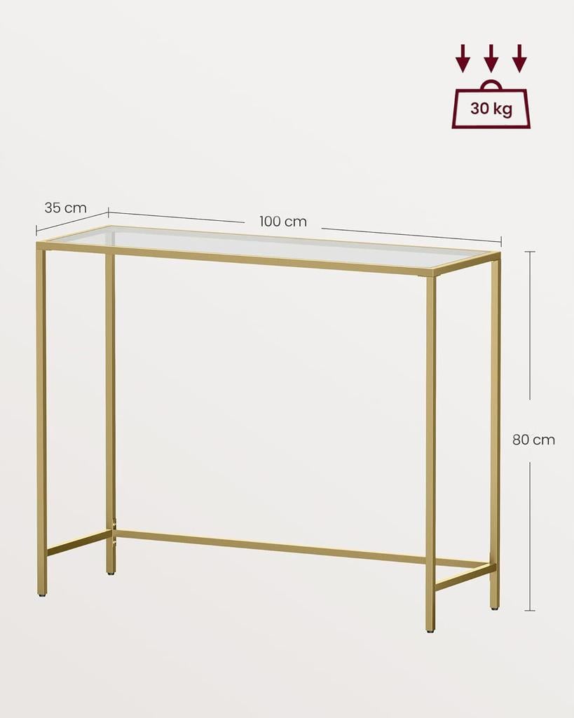 Столик консольный для гостиной Vasagle Glamour 100x80x35 см Gold (LGT26G) - фото 2 Столик консольный для гостиной Vasagle Glamour 100x80x35 см Gold (LGT26G) - фото 2