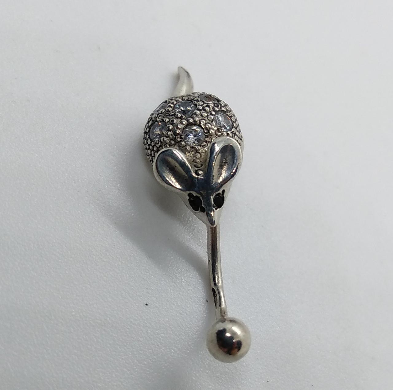 Серьги серебро пирсинг мышка 925° 2,70 г (6024)