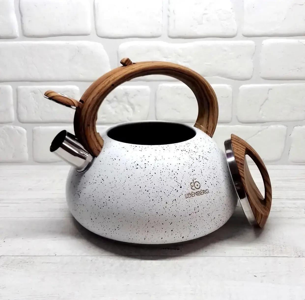 Чайник с свистком для индукционных плит Edenberg EB-8802 из нержавеющей стали 3 л Белый (2530556725) - фото 2 Чайник с свистком для индукционных плит Edenberg EB-8802 из нержавеющей стали 3 л Белый (2530556725) - фото 2