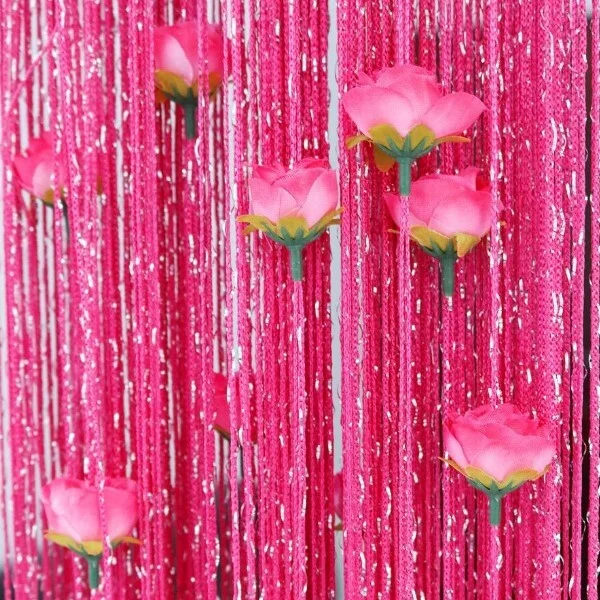 Штора-нить на дверь/окно украшена цветами Темно-розовый (C00855-1) - фото 3 Штора-нить на дверь/окно украшена цветами Темно-розовый (C00855-1) - фото 3