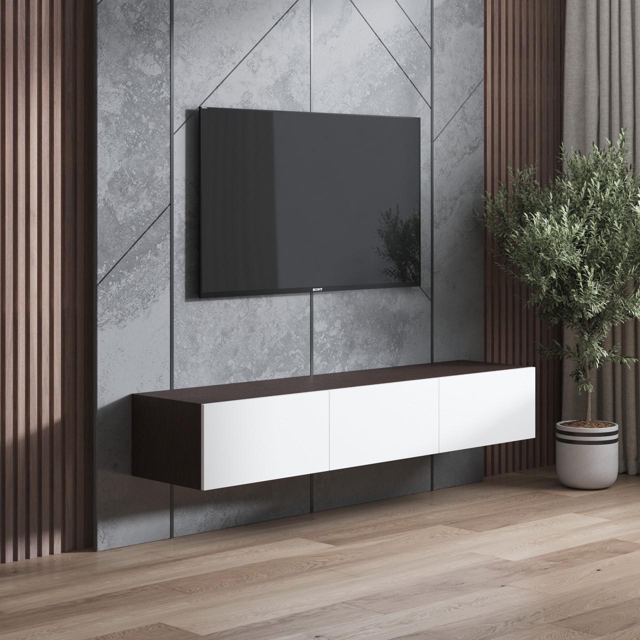 Тумба под телевизор навесная Вайс M-19 1802х418х300 мм Венге Темный/Белый (30679376) - фото 1 Тумба под телевизор навесная Вайс M-19 1802х418х300 мм Венге Темный/Белый (30679376) - фото 1