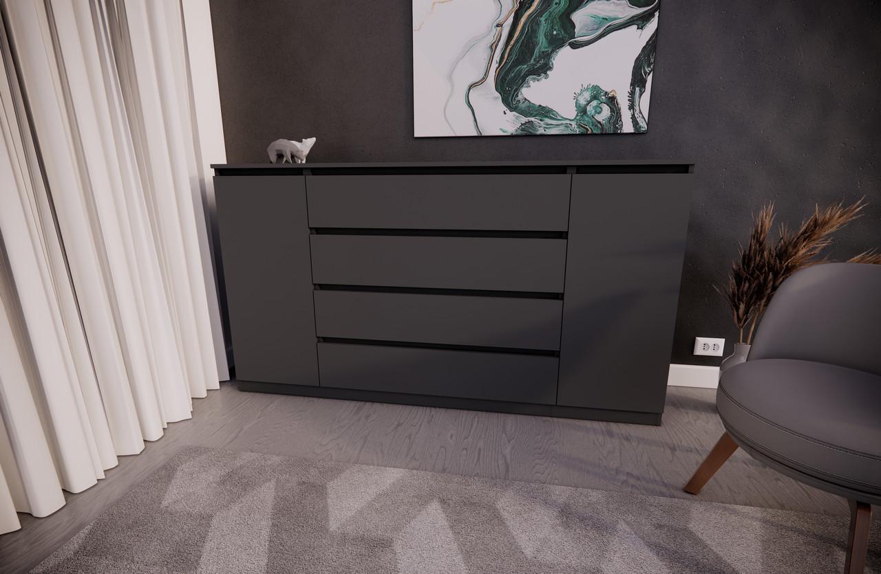 Комод MEBEX на 4 шухляди з боковими відкритими секціями 180х40х100 см Сірий темний (VERTO4B1800DG) - фото 1 Комод MEBEX на 4 шухляди з боковими відкритими секціями 180х40х100 см Сірий темний (VERTO4B1800DG) - фото 1