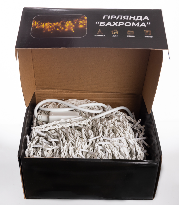 Гірлянда бахрома вулична 600 LED 36 м від мережі біла нитка Жовтий - фото 4