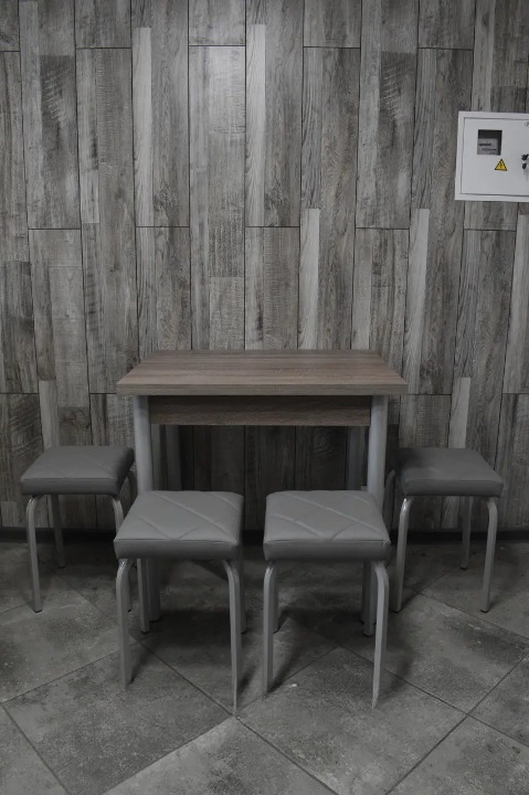Кухонний комплект Оскар стіл розкладний/табурети 4 шт. Tutti Lux 60х80/80х120х75 см Трюфель/Сірий (28374962)