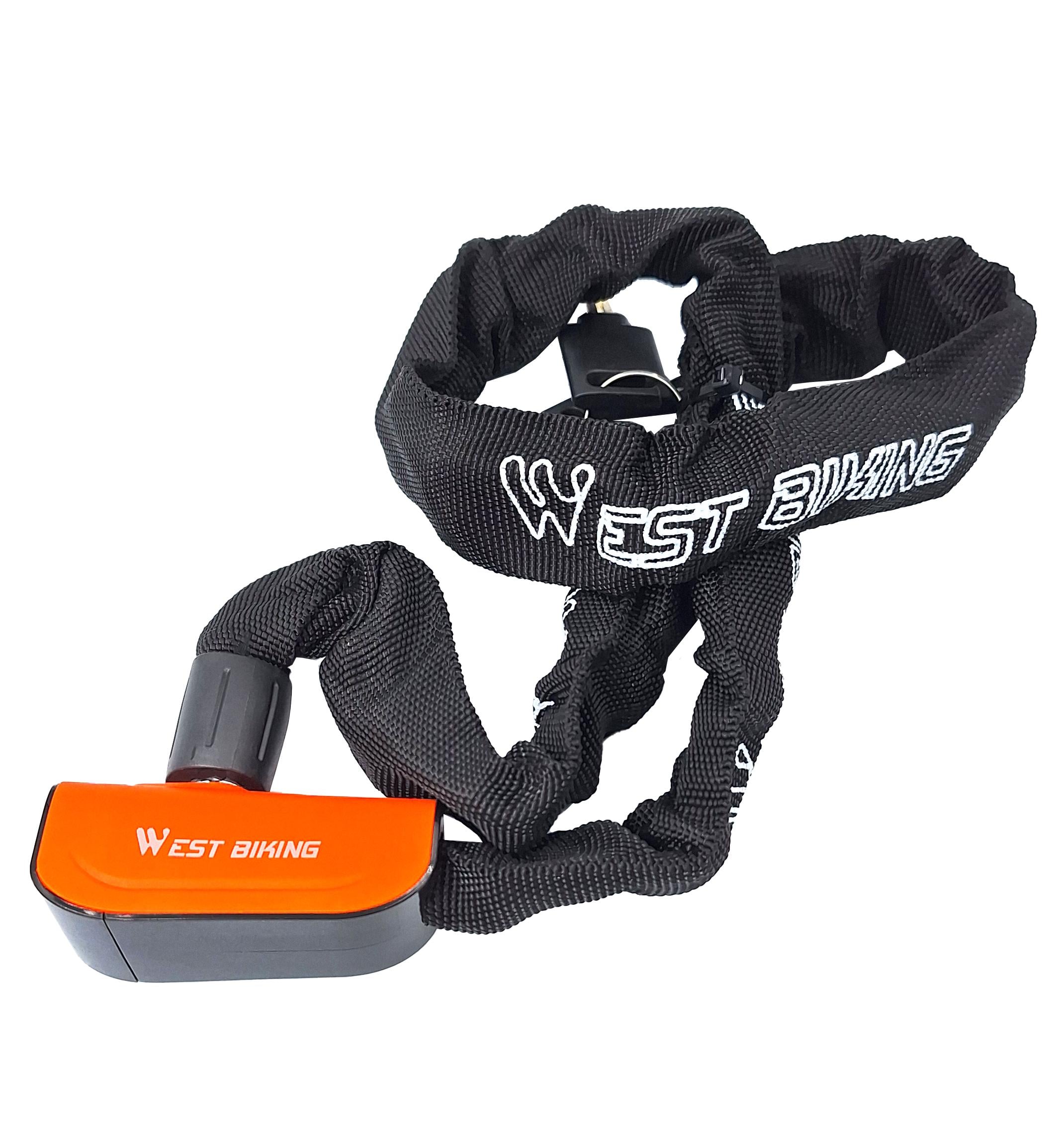 Замок велосипедный West Biking YP0705097 цепной под ключ 6x935 мм Черно-оранжевый (G0001852)