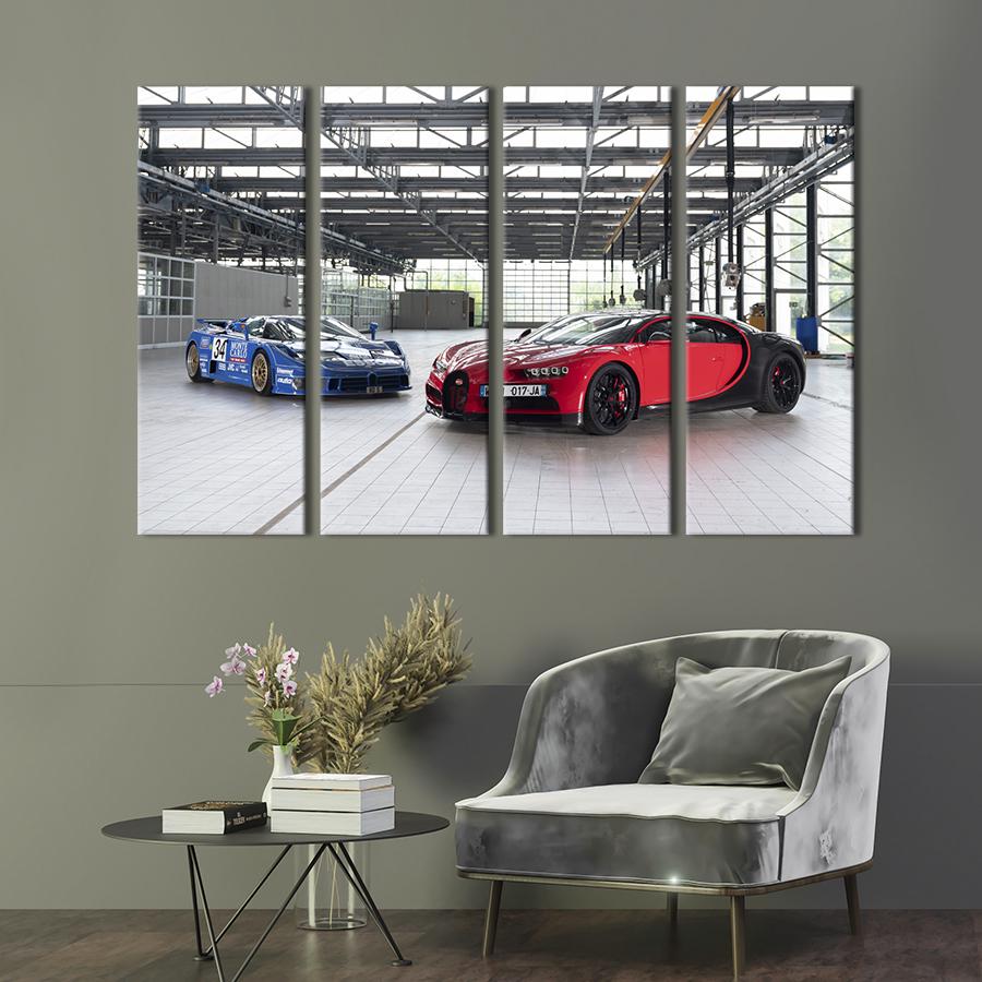 Картина на холсте Синяя и красная Bugatti 89x53 см (1308-41)