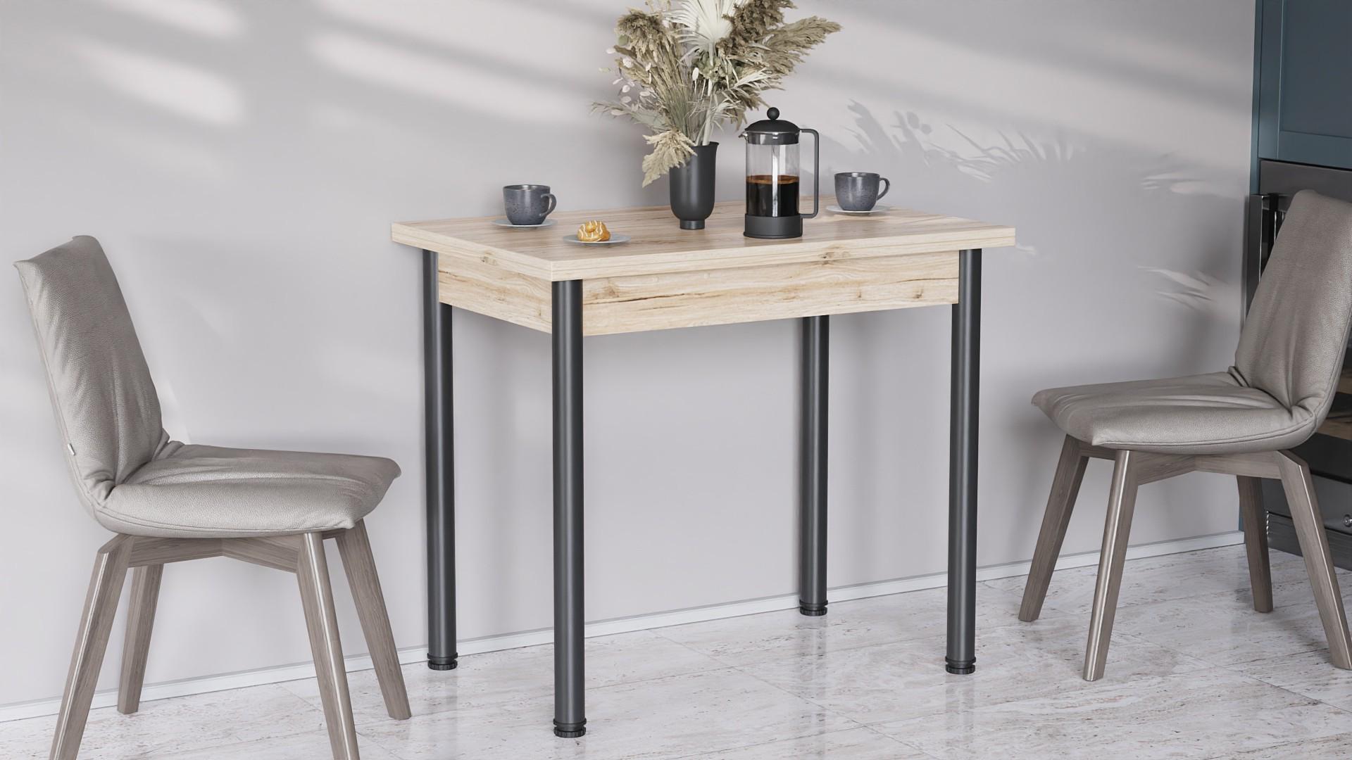 Обеденный стол-трансформер Ferrum-decor Берта металл/ДСП 16 мм 750x1200x900 мм Черный/Дуб Сан-Марино (FRD-105172)